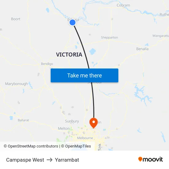 Campaspe West to Yarrambat map