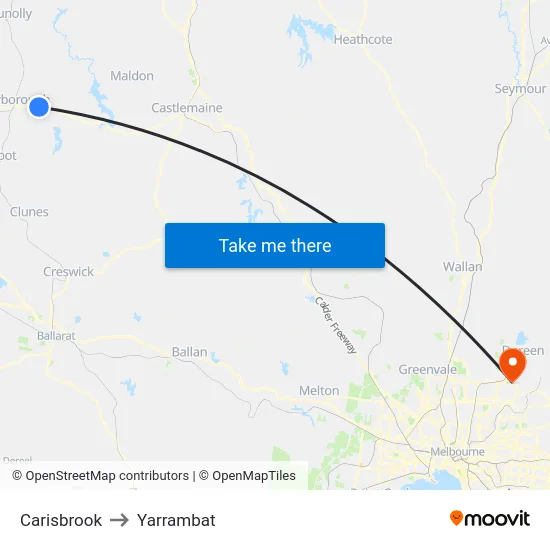Carisbrook to Yarrambat map