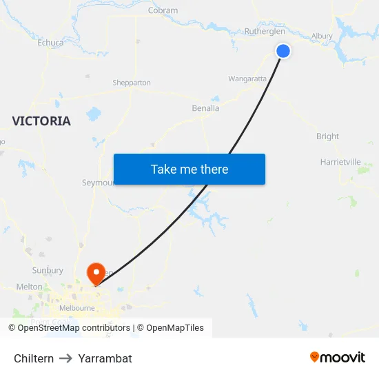 Chiltern to Yarrambat map