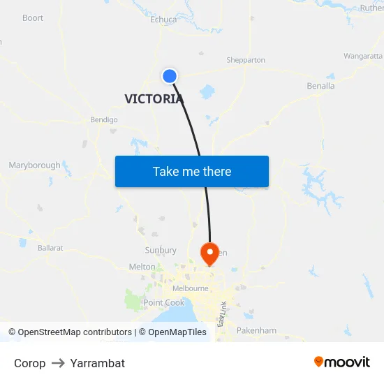 Corop to Yarrambat map