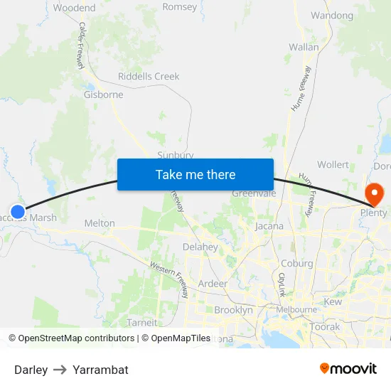 Darley to Yarrambat map