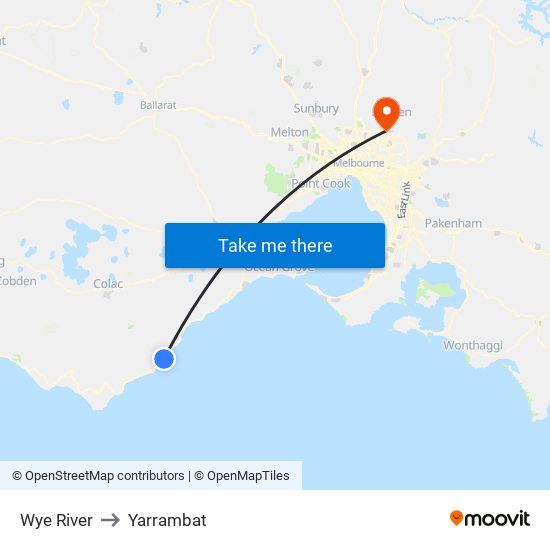 Wye River to Yarrambat map