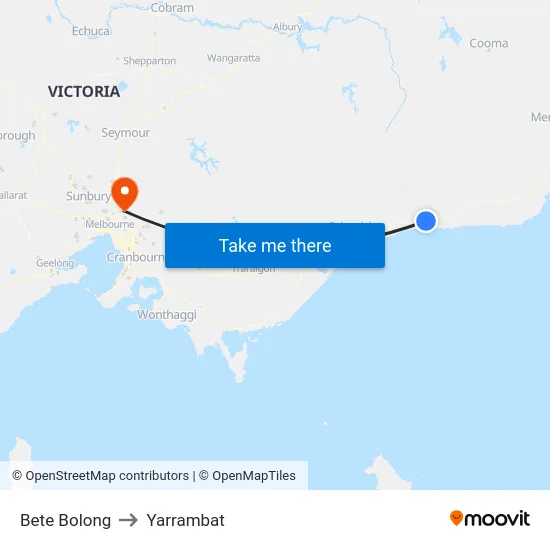 Bete Bolong to Yarrambat map