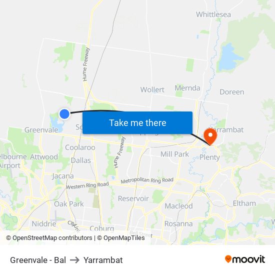 Greenvale - Bal to Yarrambat map