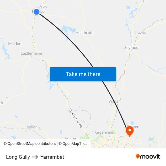 Long Gully to Yarrambat map