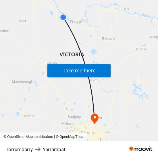 Torrumbarry to Yarrambat map