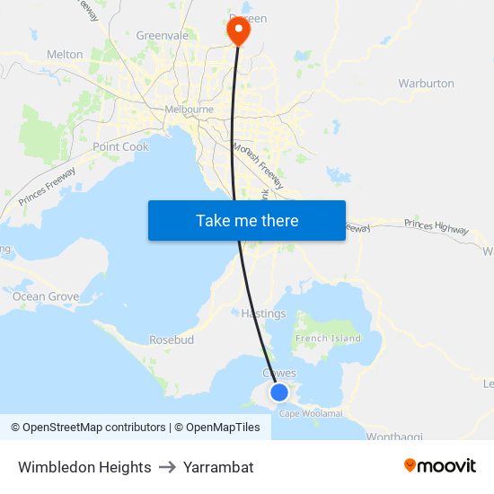 Wimbledon Heights to Yarrambat map