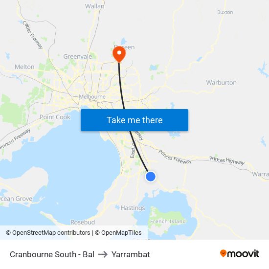 Cranbourne South - Bal to Yarrambat map