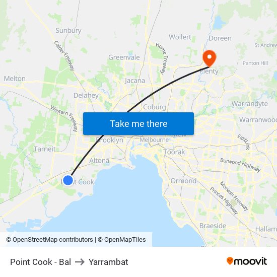 Point Cook - Bal to Yarrambat map