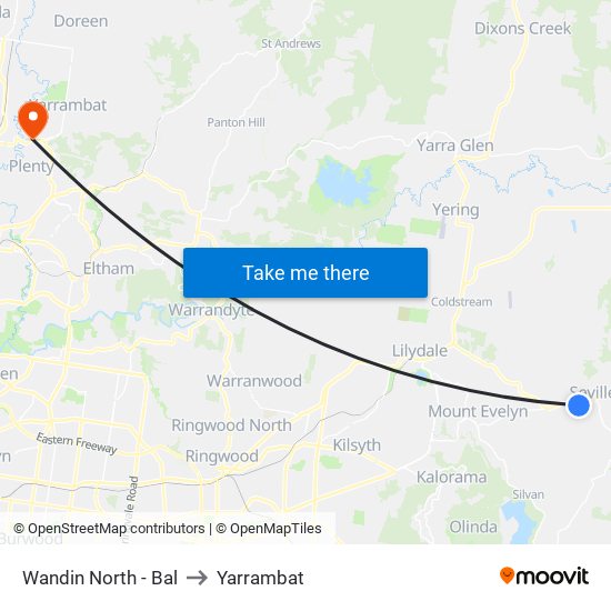 Wandin North - Bal to Yarrambat map