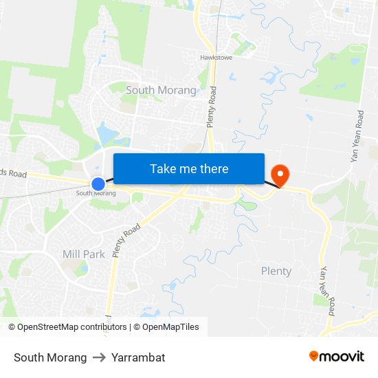 South Morang to Yarrambat map