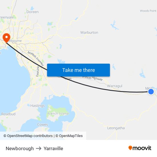 Newborough to Yarraville map