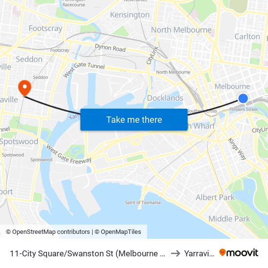 11-City Square/Swanston St (Melbourne City) to Yarraville map