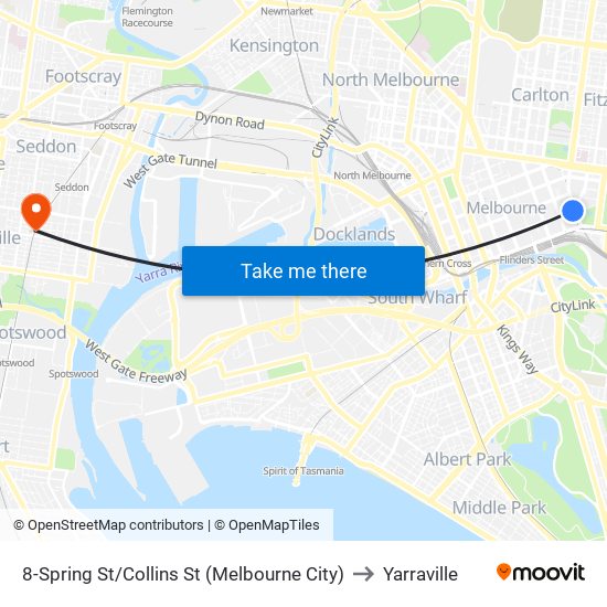 8-Spring St/Collins St (Melbourne City) to Yarraville map