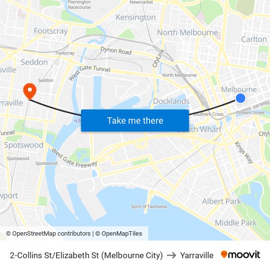 2-Collins St/Elizabeth St (Melbourne City) to Yarraville map