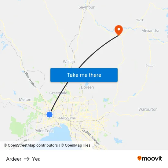 Ardeer to Yea map
