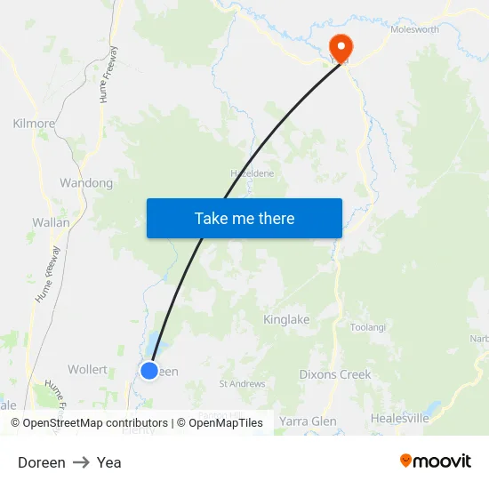 Doreen to Yea map
