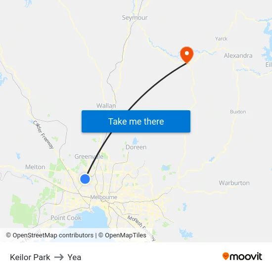 Keilor Park to Yea map