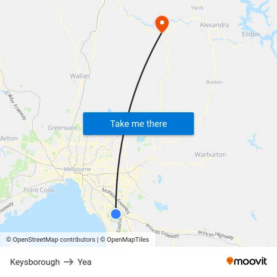 Keysborough to Yea map