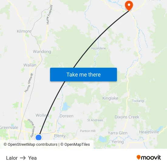 Lalor to Yea map