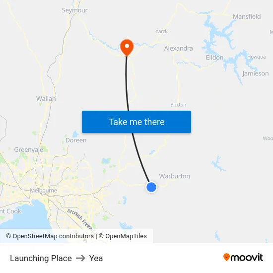 Launching Place to Yea map