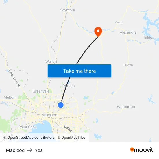 Macleod to Yea map