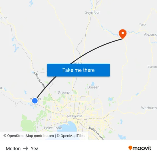 Melton to Yea map