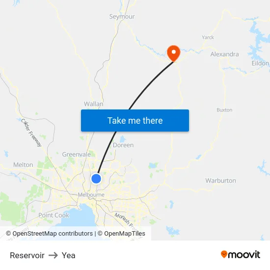 Reservoir to Yea map