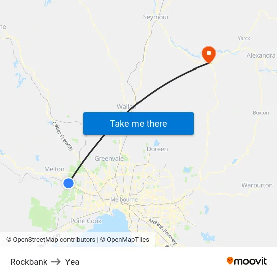 Rockbank to Yea map