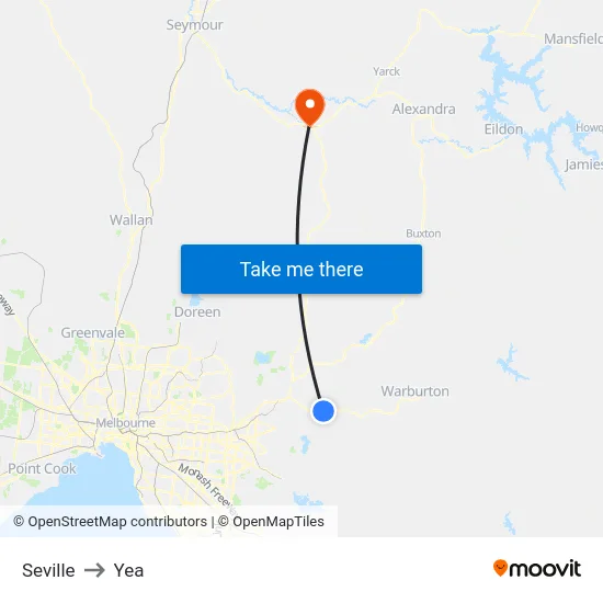 Seville to Yea map