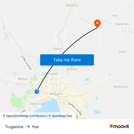 Truganina to Yea map