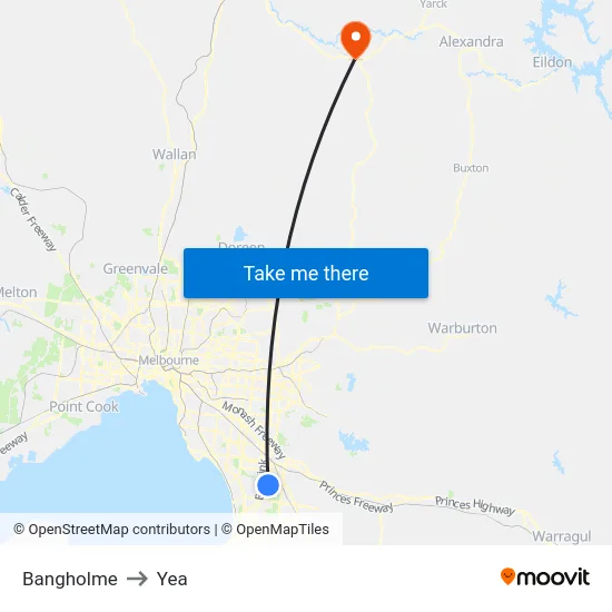 Bangholme to Yea map