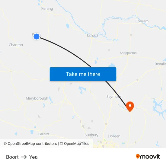 Boort to Yea map
