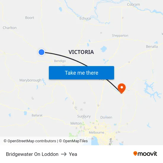 Bridgewater On Loddon to Yea map
