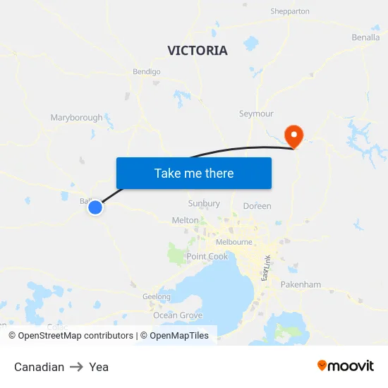 Canadian to Yea map