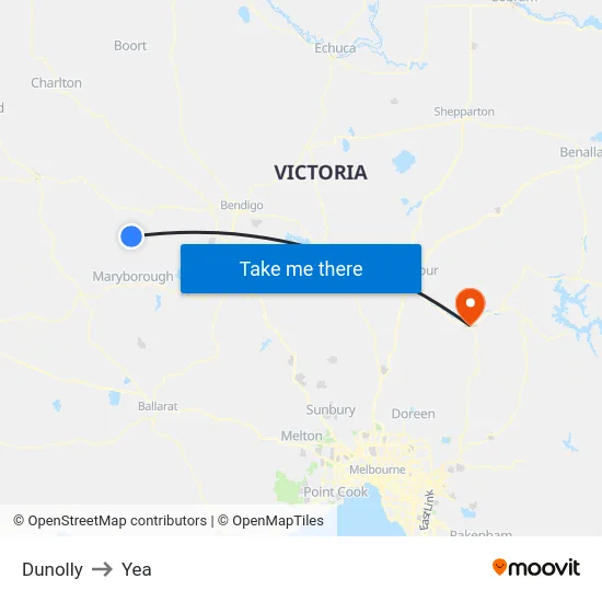Dunolly to Yea map