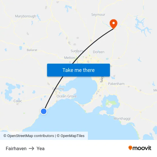 Fairhaven to Yea map