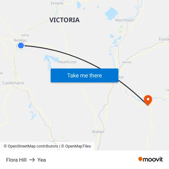 Flora Hill to Yea map