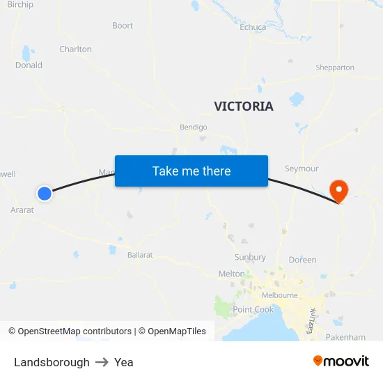 Landsborough to Yea map