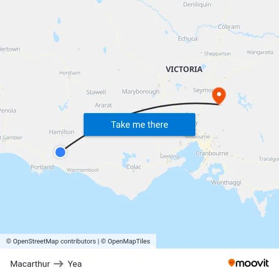 Macarthur to Yea map