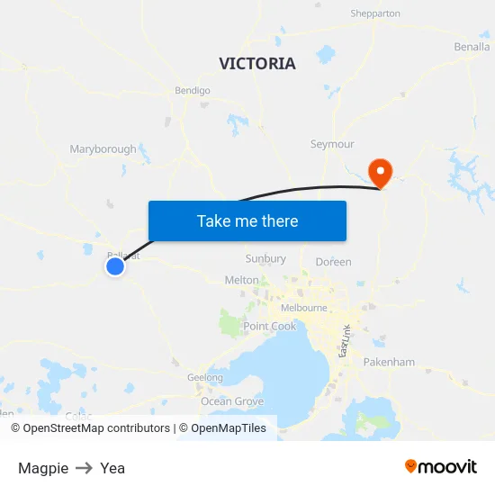 Magpie to Yea map