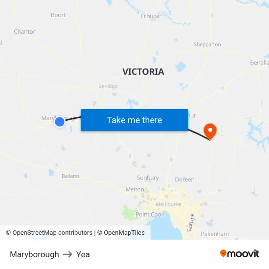Maryborough to Yea map