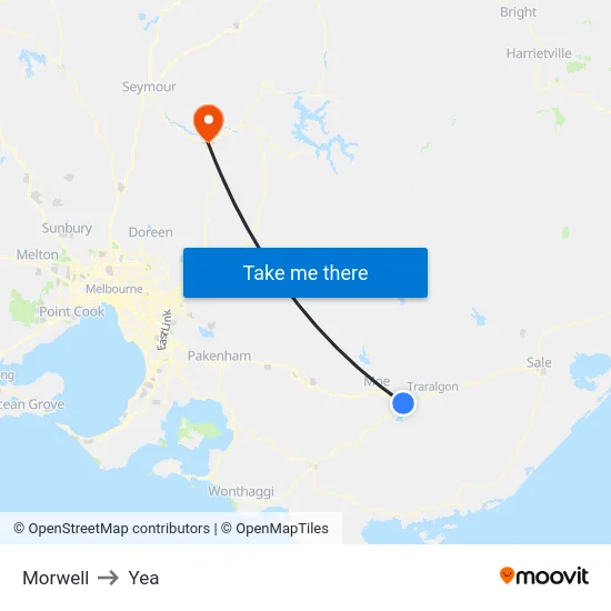 Morwell to Yea map