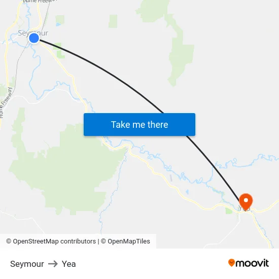 Seymour to Yea map