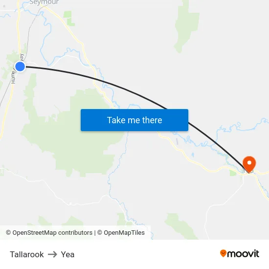 Tallarook to Yea map