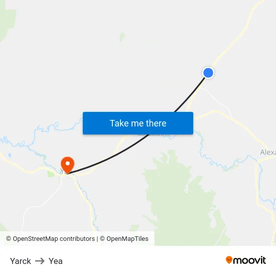 Yarck to Yea map