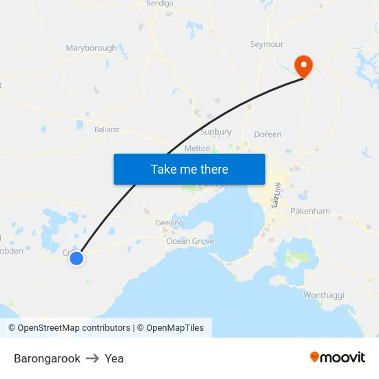 Barongarook to Yea map
