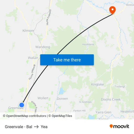 Greenvale - Bal to Yea map