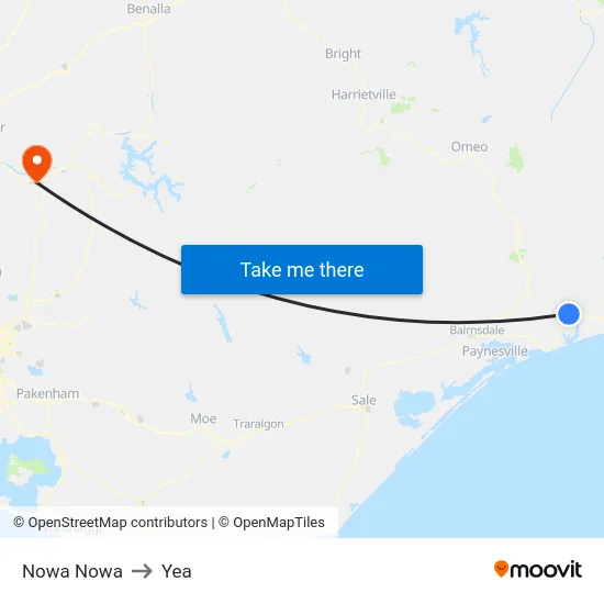 Nowa Nowa to Yea map