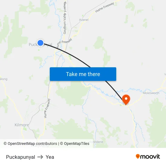 Puckapunyal to Yea map